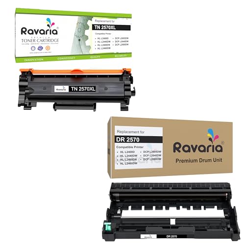 Image of TN-2570XL + DR2570 Toner Cartridge and Drum Unit Combo Compatible for Brother Printers HL-L2400D, HL-L2440DW, HL-L2460DN, HL-L2460DW, DCP-L2605DW, DCP-L2640DW, DCP-L2680DW