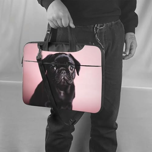 Bolso para portátil diseño Pug negro 13 pulgadas unisex miniatura 3