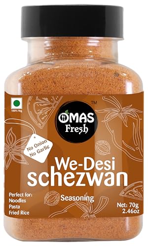 Image of Omas Fresh Jain We-Desi Schezwan Seasoning | No Onion, No Garlic Masala Best for Making Noodles, Pasta, Fried Rice, Nachos (70g)