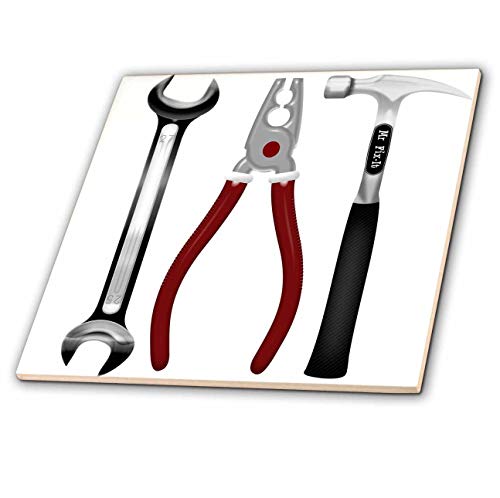 4 Inch Ceramic Tile - Wrench Pliers Hammer Tools Cute Illustrations