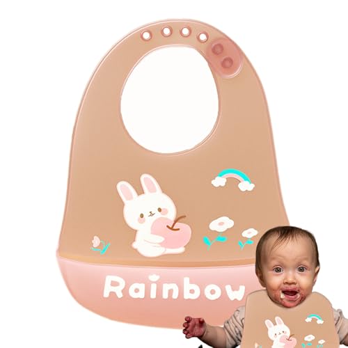 Mathaklappar för bebisar,Silicon Pocket Bib - Babyhaklappar Justerbara silikonhaklappar med matfångare,Tvättbara haklappar för babymat, söta djurhalsdukar pojkar och flickor