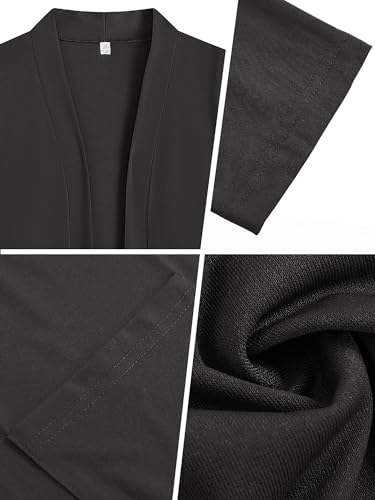 AusLook Women's Plus Size Lightweight Open Front Cardigan Dark Grey 3X Causal Long Sleeve Cover Ups Shrugs Tops Shawls and Wraps Kimono Jacket — view 3