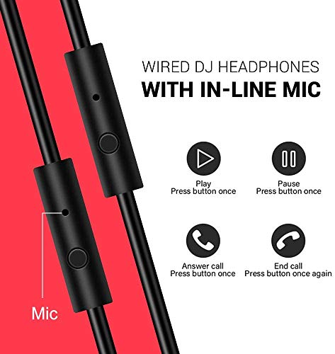 Prosonic Dj2R Over Ear Headphone, Wired Bass Headset With 40Mm Driver, Foldable Lightweight Headphones With Shareport And Mic For Recording Monitoring Mixing Podcast Guitar Pc Tv (Black Red) #TOP4