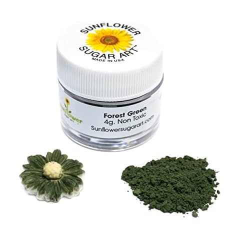 Sunflower Sugar Art Forest Green Petal Dust Food Coloring - Premium Gray Matte Powder Cake Accessories for Cake Decoration, Fondant and Gumpaste - 4 Grams Non-Toxic Baking Stuff Cover