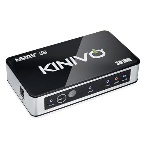 Image of Kinivo 301BN Premium 3 Port High Speed HDMI Switch with IR Wireless Remote and AC Power Adapter - Supports 3D, 1080p