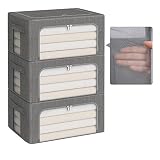 FAikhom 3 Pack Clothes Storage Bins Stackable Storage Box Large Capacity Foldable Metal Frame Storag