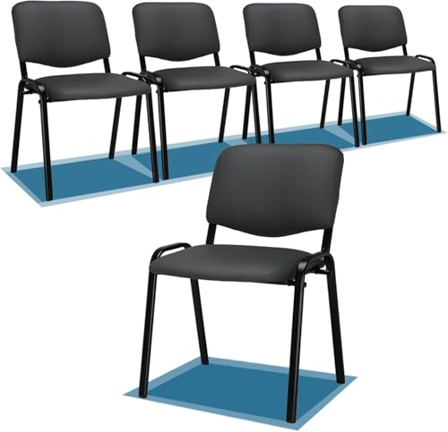 LEADZM Stapelstühle，Schwingstuhl，Bürostuhl Ohne Armlehne，mit Gepolsterter Sitzfläche & Rückenlehne，Konferenzstuhl, Home Office, Rezeption，5er(Pu-Grau)