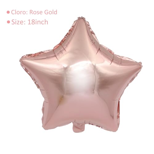 Image of MEETINGU Rose Gold Metallic Balloons, 18 Inch Rose Gold Star Mylar Balloons 10 PCS for Wedding, Birthday, Anniversary, Valentine's Day Decorations