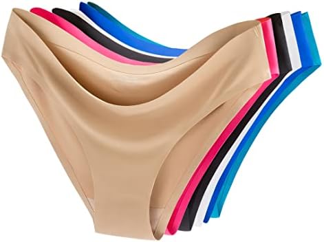COSOMALL 6 Pack Women's Invisible Seamless Bikini Underwear Half Back Coverage Panties (US XS, 6 Pack Seamless)