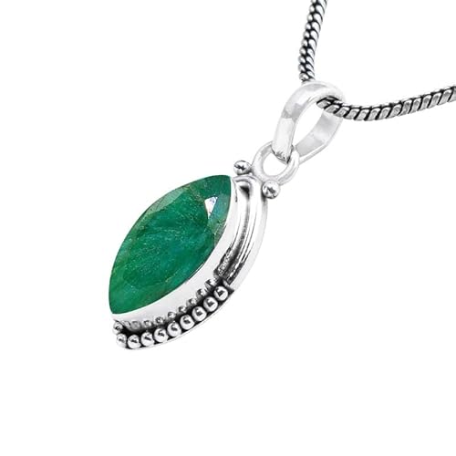 Rubicrafts Emerald Stone Pendants Silver Pendants For Women Girls Gift,