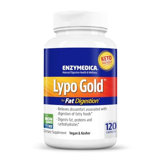 Enzymedica Lypo Gold, Concentrated Amounts of Lipase Enzyme, For Fatty Food Digestion, 120 Capsules (120 Servings)