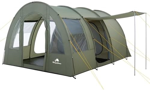 CampFeuer Tienda de Campaña Familiar Tipo Tunel para 4 Personas Extragrande TunnelX I Columna de Agua 5.000 mm I Impermeable con 3 Entradas
