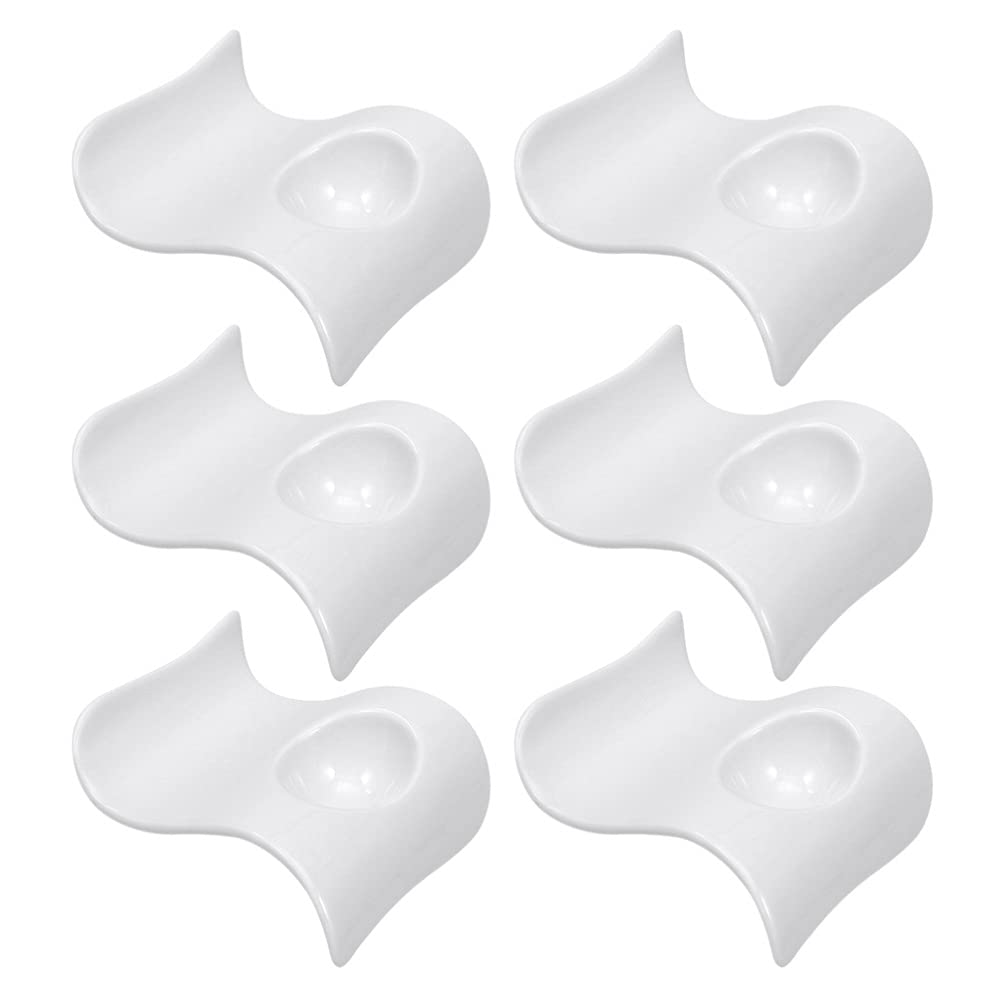 YARNOW 6 Coquetiers Pratiques en Céramique Blanche, Légers et Faciles à Nettoyer, Supportant Parfaitement Les Œufs Durs Petit-déjeuner Élégant et Moderne