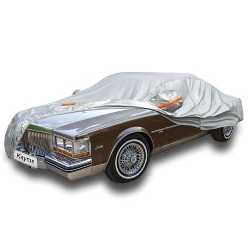 Kayme Sedan Car Cover Fit for Cadillac Seville (1976-2004) Automobiles All Weather Waterproof, Outdoor Cover Sun Rain Protection, with Lock and Zipper