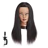 Traininghead 20-22 Female 100% Human Hair Mannequin Head Hair Styling Training Head Cosmetology Manikin Head Doll Head for Hairdresser with Free Clamp (Black)