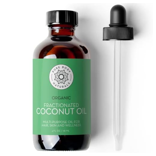 Organic Fractionated Coconut Oil for Skin and Hair, 4 fl oz - Liquid Carrier Oil for Diluting Essential Oils, Hair Growth & Skin Moisturizer - by Pure Body Naturals
