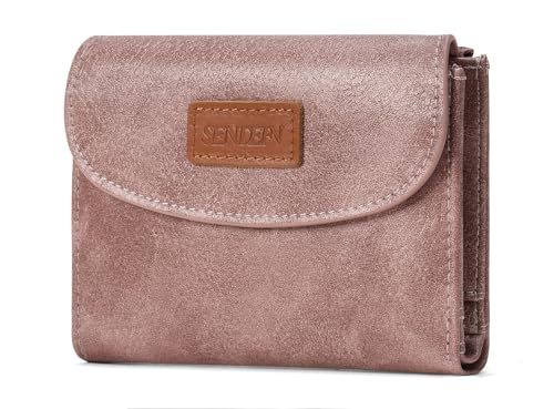 Image of SENDEFN Small Womens Wallet RFID Blocking Double Zipper Pocket Card Holder Purse