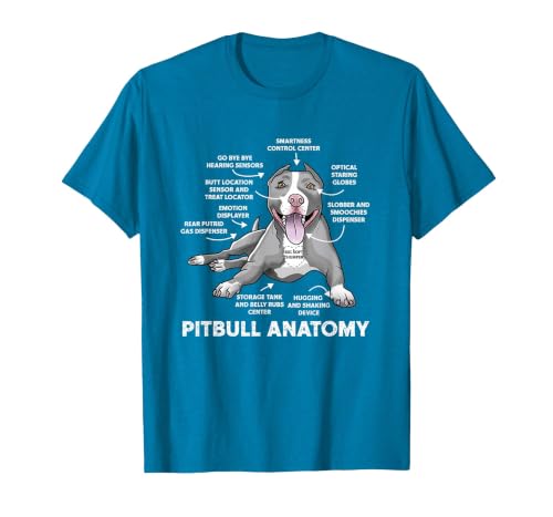 Pitbull Anatomy Funny Bulldog Lover Dog Owner T-Shirt, Men, Sapphire Blue, X-Large