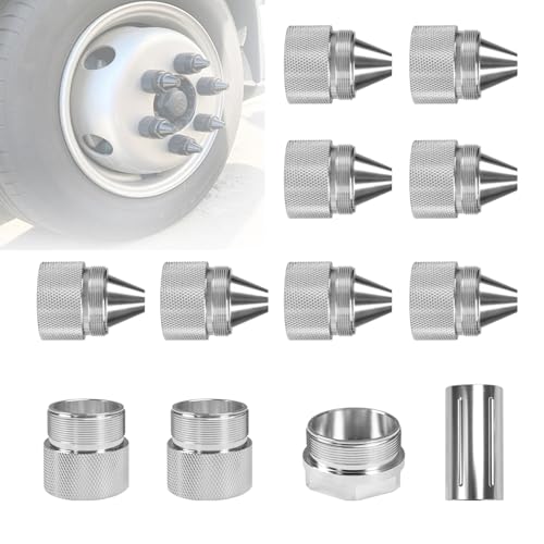 Image of Cone Shaped Parts Sealed End 1.375 inch x24 Aluminum Stainless Steel Silvery Replacement for Heavy Duty Truck Compatible with Kenworth, Peterbilt, Volvo, Freightliner, Mack, International