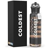 Coldest Sports Water Bottle with Straw Lid Vacuum Insulated Stainless Steel Metal Thermos Bottles Reusable Leak Proof Flask for Sports Gym (40 oz, Camo Flag) -  The Coldest Water