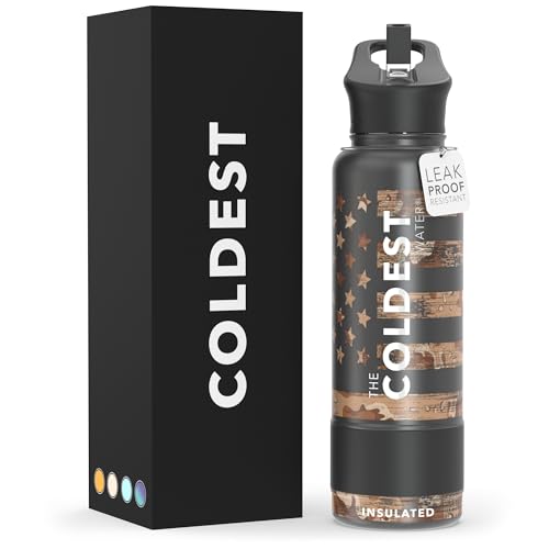 Coldest Sports Water Bottle with Straw Lid Vacuum Insulated Stainless Steel Metal Thermos Bottles Reusable Leak Proof Flask for Sports Gym (40 oz, Camo Flag) -  The Coldest Water