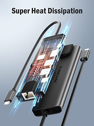 Image of Lemorele USB C Hub with HDMI 4K@60Hz -6 in 1,with Gigabit Ethernet, 2*USB 3.0, PD 100W,3.0 Data Transfer Compatible with MacBook Air /Pro, iPad, Windows, Chromecast