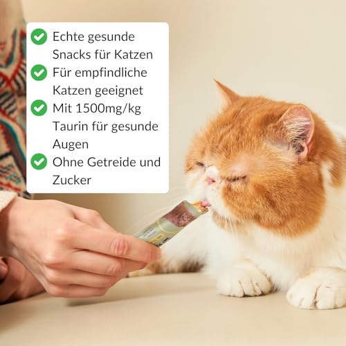 Schleckies mit 70% Fleisch & 1500mg/kg Taurin, getreidefrei & zuckerfrei für Allergiker, Gesunde Leckerlis für Katzen ohne schädliche Zusätze (Ultimate Sparbox 3x75g) – Bild 6