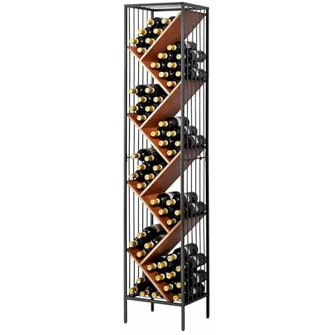 Wine Enthusiast Anjou Modular Metal & Pine Wood 78-Bottle Wine Rack - Modern Minimalist Standing Organizer & Storage Display, Design for Solo & Multi-Unit Exhibit Cover