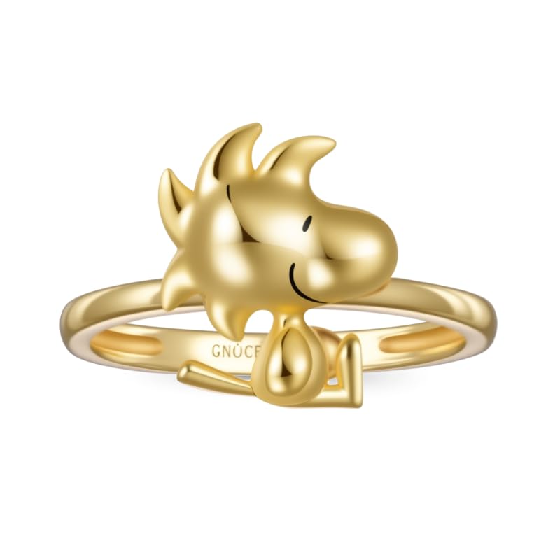 GNOCE Peanuts Woodstock Ring for Women 18k Gold Plated Ring for Her Wife Valentines Day Mothers Day Jewelry (5)