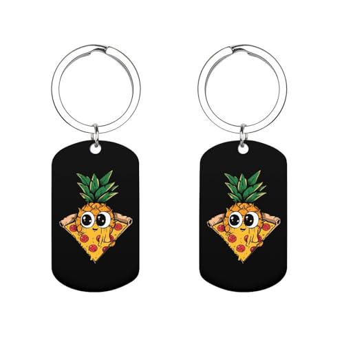 Pineapple Pizza Custom Keychains for Men Women Funny Key Chain Accessory Backpack Purse Bag Charms Gifts