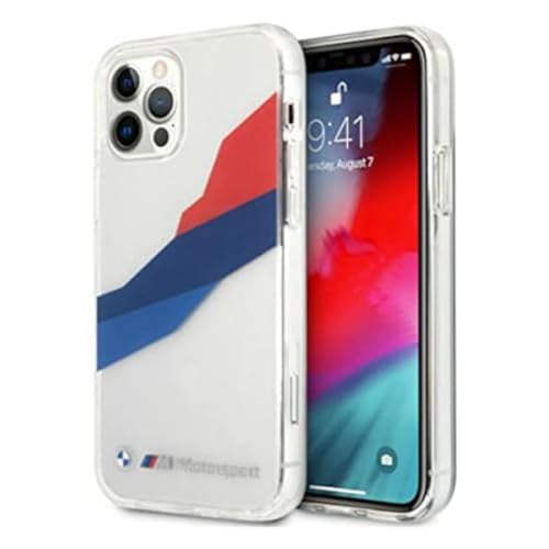 BMW BMHCP12LSKTGT Coque de Protection pour iPhone 12 Pro Max 6,7" Transparent Tricolore, Noir