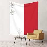 WZYCWB Wandbehang mit Flagge von Malta, gemustert, 152,4 x 129,5 cm, Stranddecke, Tischdecke, Tagesdecke, Innenraum, Veranda