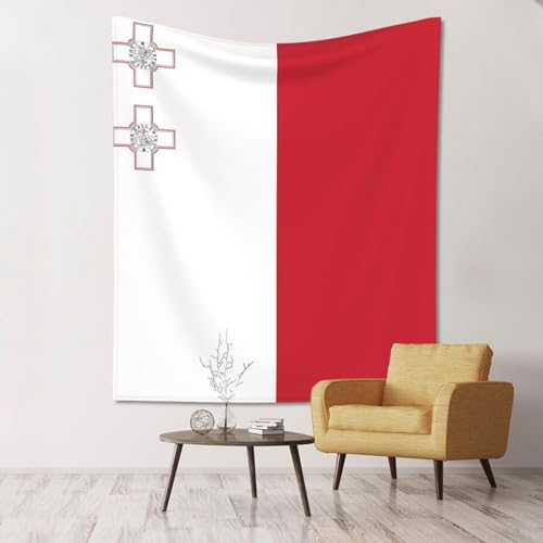 WZYCWB Wandbehang mit Flagge von Malta, gemustert, 152,4 x 129,5 cm, Stranddecke, Tischdecke, Tagesdecke, Innenraum, Veranda