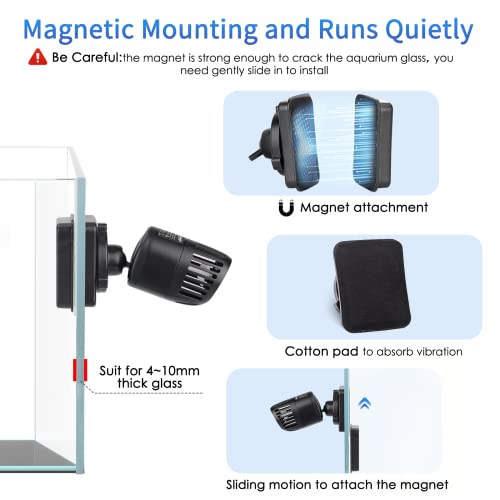 Image of hygger Wave Maker for 40-100 Gallon Aquarium with Magnetic Mount Quiet Powerhead for Saltwater and Freshwater Fish Tank 1056 GPH