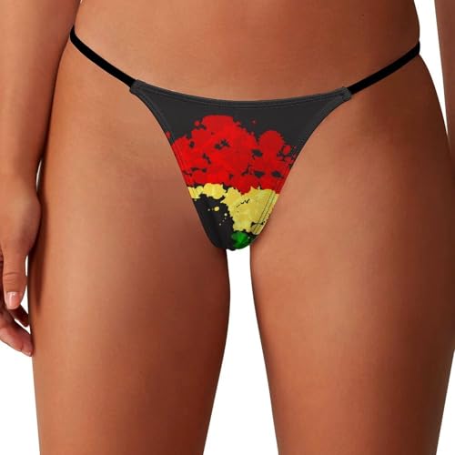 Tanga para Mujer, Bragas de Hilo G, Silueta Africana y Salpicaduras, Ropa Interior de Bikini de Tiro bajo.