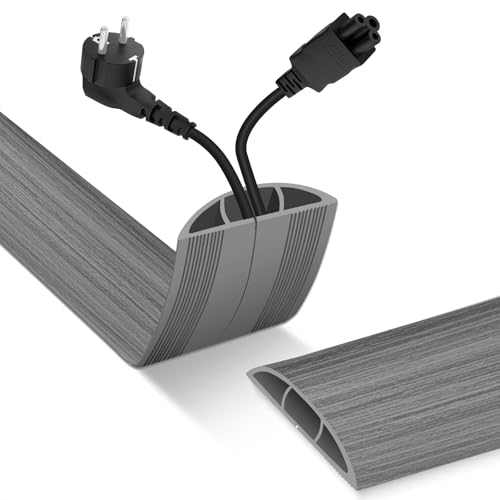 Image of Floor Cord Cover, Cable Protector, 0.63W x 0.31H inches, Wire Cover for Extension Cords, Floor Cable Covers Prevent Cable Trips (Gray Wood, 50-3.3 Feet)