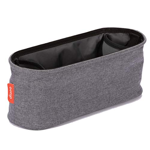 Diono Buggy Buddy Universal Stroller Organizer with Cup Holders, Secure Attachment, Zippered Pockets, Safe & Secure, Gray