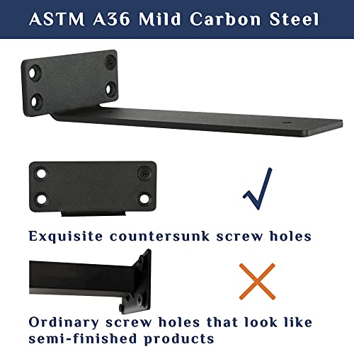 Floating Shelf Brackets, 6 Pcs Of 6 Inch Heavy Duty Industrial Shelf Bracket, Black Metal L Brackets For Shelves Support Diy(1/5 Inch Thicked) #TOP3