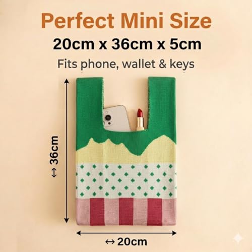 Image of Knot Bag, Mini Knit Tote Bag, Extra Thickened Japanese Knot Bag, Wristlet Handbag - 1 /2 /6 Pack