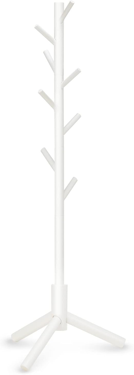 Haddockway Adjustable Wooden Coat Rack Stand - 8 Hooks, New Zealand Pine, Free Standing (2 PCS)