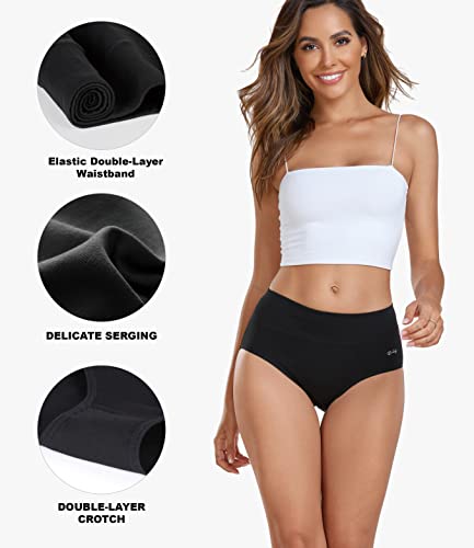 coskefy Women\'s High Waisted Cotton Underwear Soft Breathable Panties Stretch Briefs Seamless Ladies Panties 5 Pack - Thumbnail 2