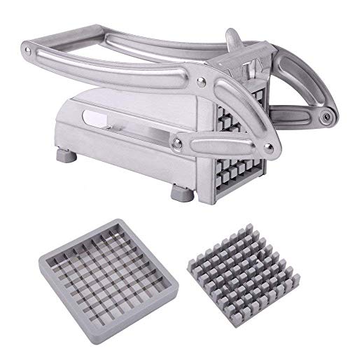 Image of Yorten French Fries Potato Chips Strip Cutting Cutter Machine Maker Slicer Chopper Dicer+2 Blades Maker Slicer Chopper Dicer + 2 Blades Material. Silver