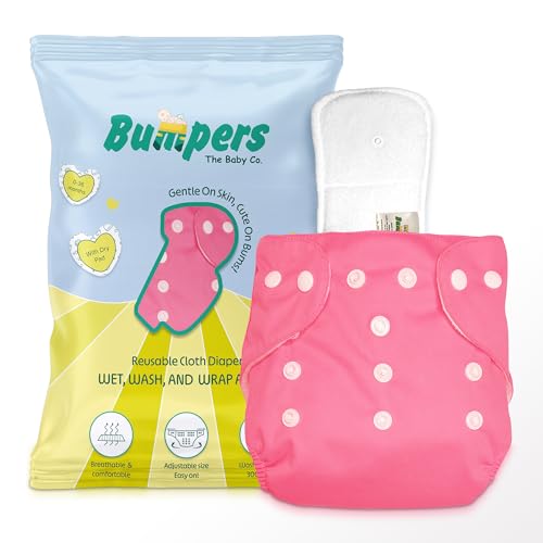 Image of Bumpers Baby Reusable Cloth Diaper with Insert Pad | Leak-Proof, Super Absorbent & Ultra Soft | Adjustable & Washable Cloth Diaper | Prevent Rashes | Freesize 5-17Kg | (3M-3Y), Pack Of 1, Pink