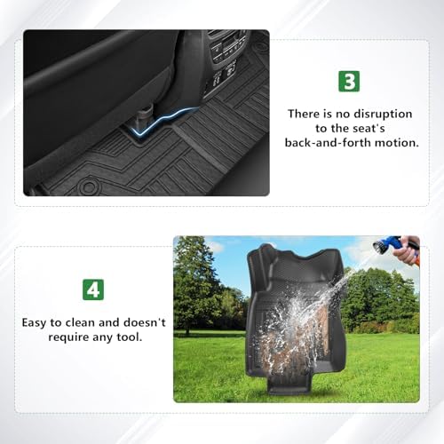 Cacartist Floor Mats Custom Fit for Nissan Rogue 2014-2020 (Not for 2021 Rogue)(No Rogue Select/Sport Models) Accessories TPE 3D All Weather Waterproof Durable Heavy Duty 1st & 2nd Row Floor Liners - 4