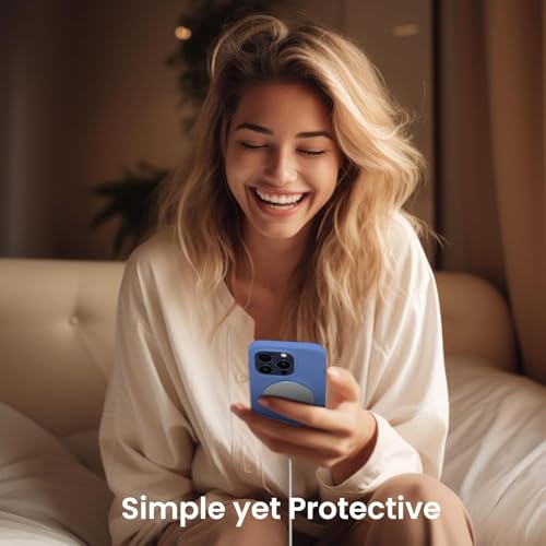 Image of Elzzi Magnetic Silicone Case Compatible with iPhone 16 Pro Max Case, Built-in Magnets, Soft Grip Silicone Mag-Safe Case, Shockproof Camera Protection Cover (Blue)