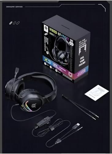 ONIKUMA X31 Wired Headphones with RGB Colorful Lighting Surround Sound Wired Headset for PC Gamers Gaming Xbox