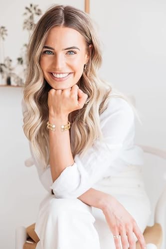 2Pcs Silver Cuff Bracelet for Women Adjustable Bangle Bracelets Set with Imitation Pearls and Rhinestones2