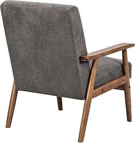 Container Furniture Direct Barlow Modern Vintage Open-Framed Arm Living Room Chair, 30.5\", Fossil Grey