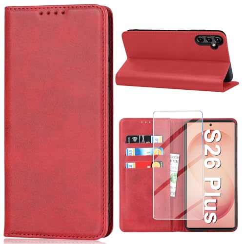 Étui Samsung Galaxy S26 Plus 5G Vaki clapet rouge en cuir