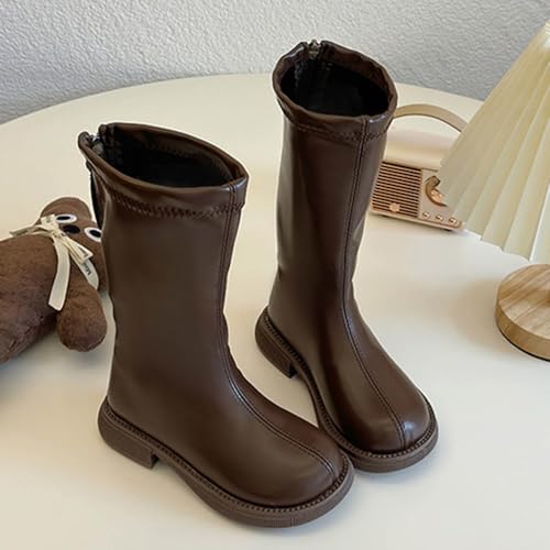 Kids Girls Riding Boots Side Zipper Non-𝐒lip Round Toe Leather Boots Halloween Party Princess Dress Shoes2